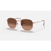 Ray Ban Round Hexagonal Flat Lenses RB3548 Sunglasses Gradient + Bronze-Copper Frame Brown Gradient Lens