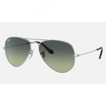 Ray Ban Aviator Collection RB3025 Sunglasses Silver Frame Green/Blue Gradient Lens