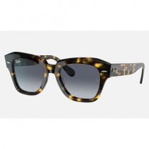 Ray Ban State Street Fleck RB2186 Sunglasses Yellow Havana Frame Blue Gradient Lens