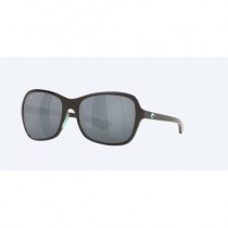 Costa Kare Sunglasses Shiny Black Mint Logo Frame Gray Silver Mirror Polarized Lense
