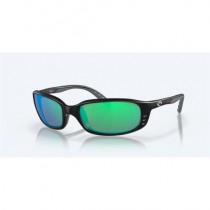 Costa Brine Sunglasses Matte Black Frame Green Mirror Polarized Glass Lense