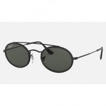 Ray Ban Oval Double Bridge RB3847 Sunglasses Dark Green Classic G-15 Black