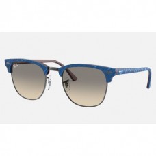 Ray Ban Clubmaster Marble RB3016 Sunglasses Gradient + Wrinkled Blue Frame Light Grey Gradient Lens