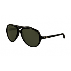 Ray Ban RB4125 Cats Sunglasses Shiny Black Frame Green Lens