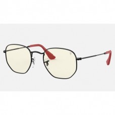 Ray Ban Everglasses Hexagonal Scuderia Ferrari Collection RB3548 Sunglasses Clear Photocromic With Blue-Light Filter Black