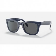 Ray Ban Wayfarer Folding Classic RB4105 Sunglasses Blue Frame Dark Grey Classic Lens
