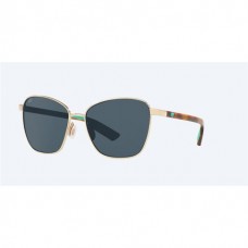 Costa Paloma Sunglasses Shiny Gold Frame Gray Polarized Polycarbonate Lense