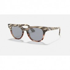 Ray Ban Meteor Striped Havana RB2168 Sunglasses Striped Grey Gradient Brown Frame Blue Solid Lens