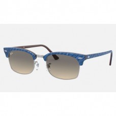 Ray Ban Clubmaster Square RB3916 Sunglasses Gradient + Wrinkled Blue Frame Light Grey Gradient Lens