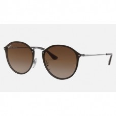Ray Ban Round Blaze Round RB3574 Sunglasses Gradient + Gunmetal Frame Brown Gradient Lens